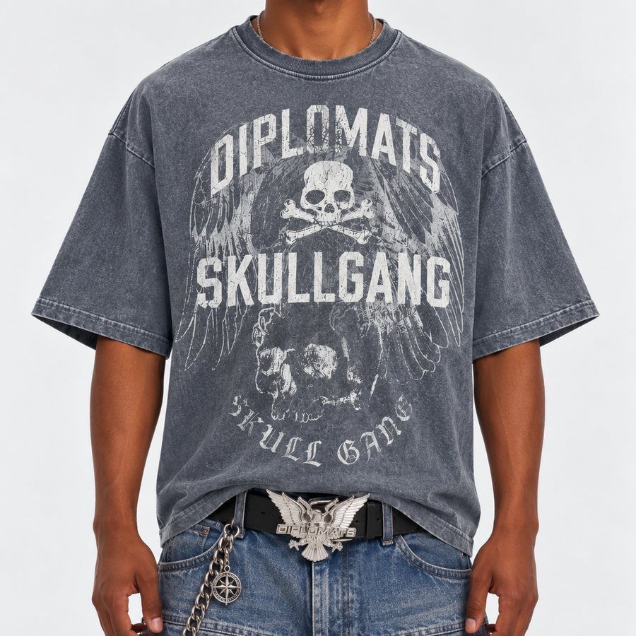 Kiy Studios Diplomats Skull Gang Vintage Wash Tee - Front