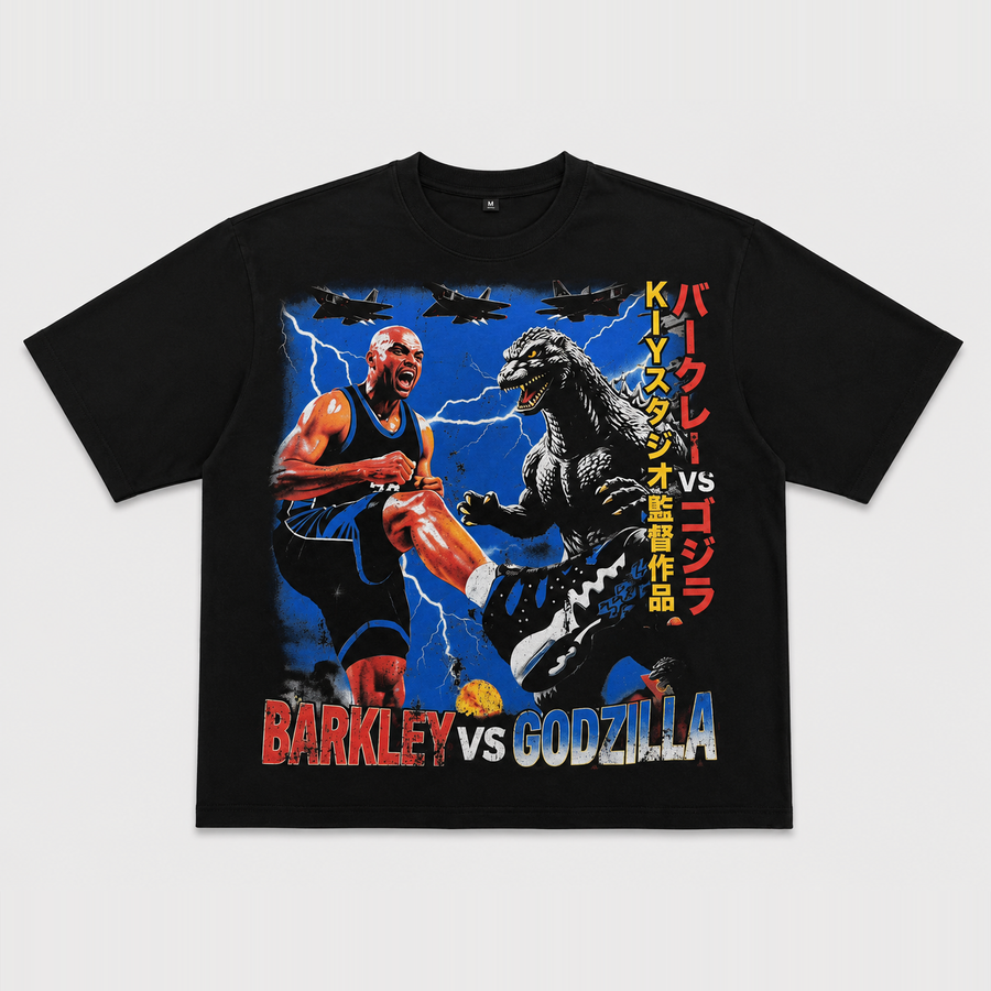 Kiy Studios BARKZILLA T-Shirt — Barkley vs Godzilla graphic on black tee