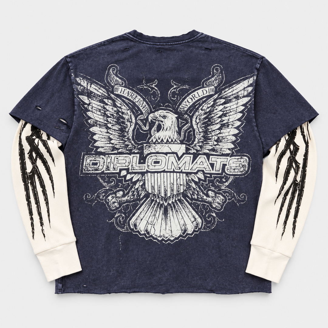 Diplomats Harlem World Navy Thermal back