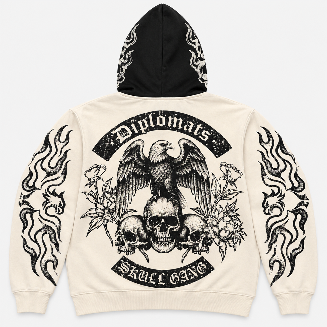 Diplomats Skull Gang Black/Cream Hoodie back