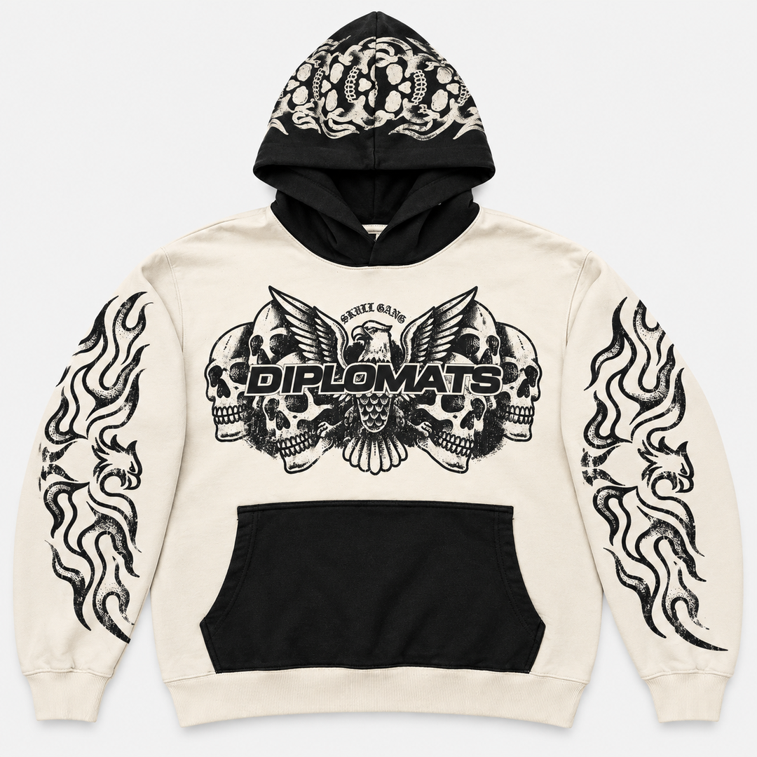 Diplomats Skull Gang Black/Cream Hoodie front