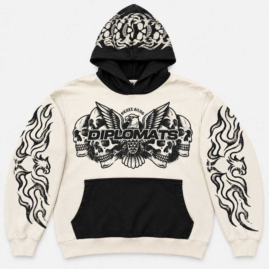 Diplomats Skull Gang Black/Cream Hoodie front