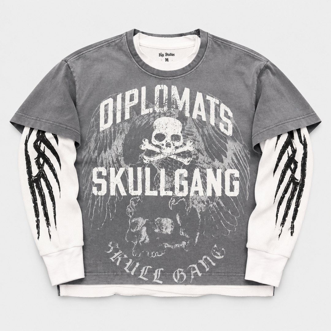 Diplomats Skull Gang Cream T-Shirt Thermal front