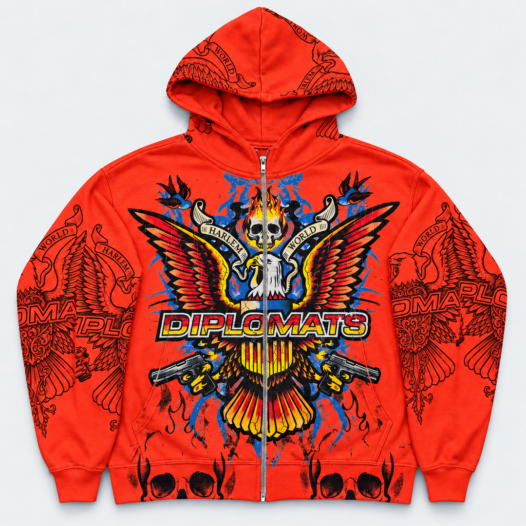DIPLOMATS SKULL GANG Zip Hoodie Blaze front