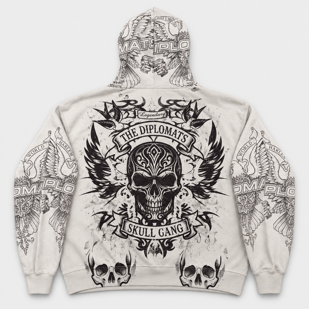 DIPLOMATS SKULL GANG Zip Hoodie Bone back
