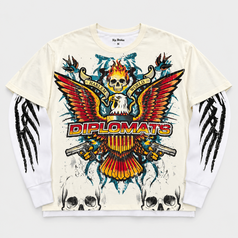 Diplomats Harlem World Cream T-Shirt Thermal front/back