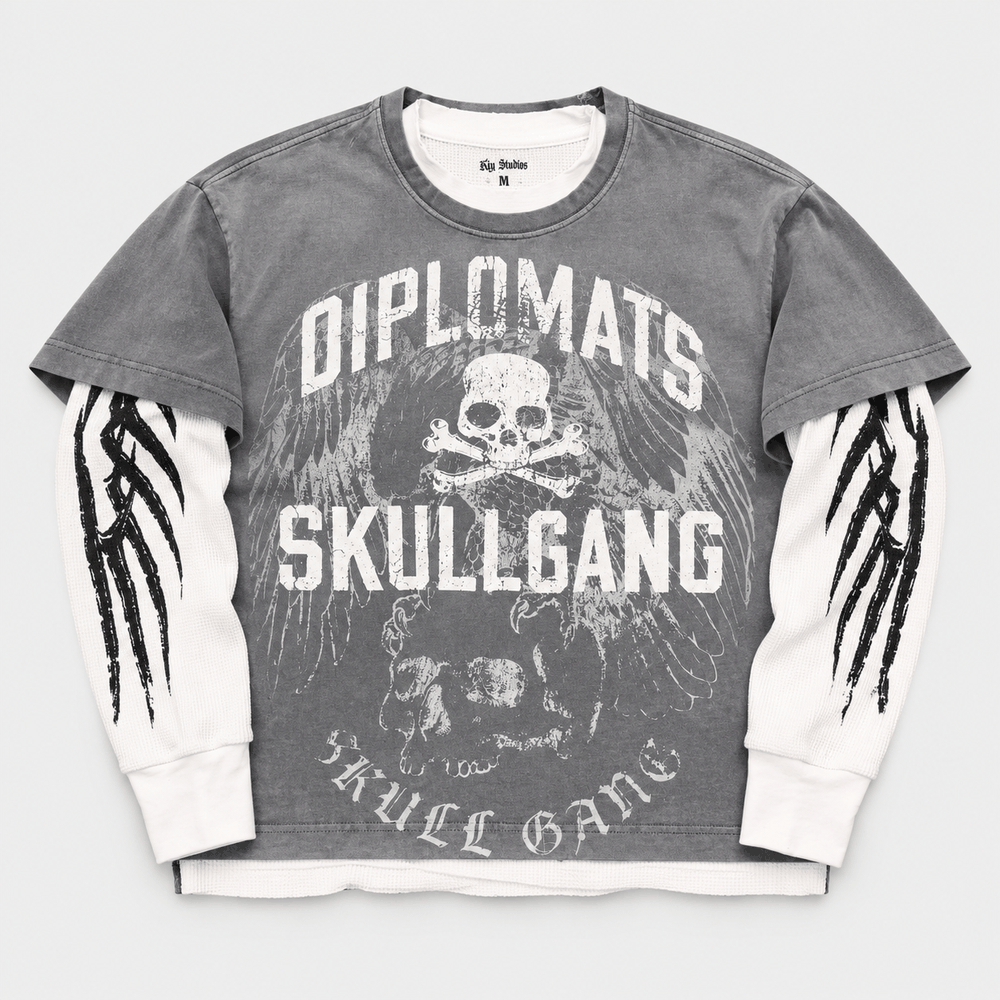 Diplomats Skull Gang Cream T-Shirt Thermal front/back