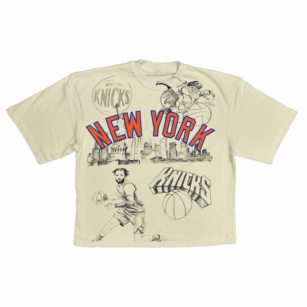 NY ECF Cream tee, front and back flashing animation