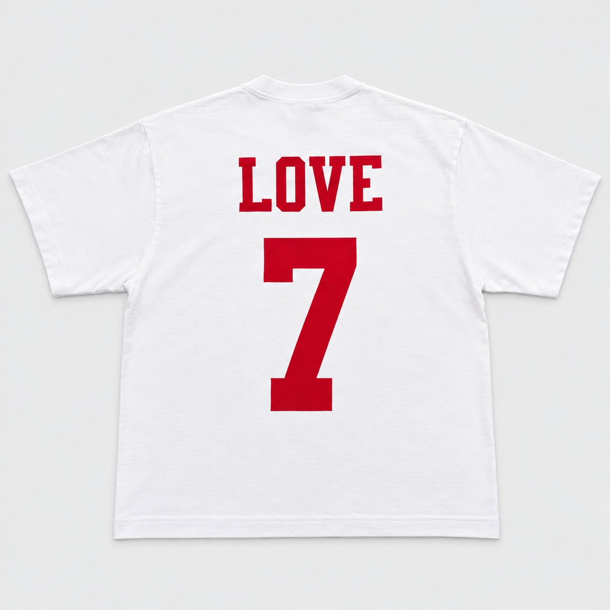 Kiy Studios LOVE 7 T-Shirt back - LOVE 7 jersey print in red