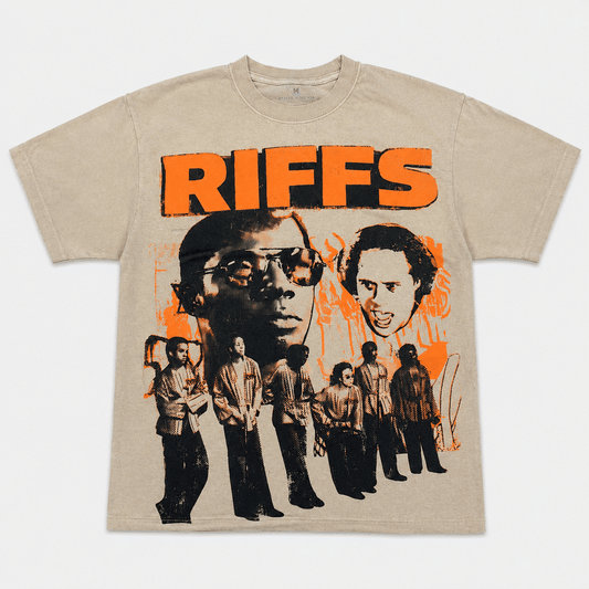 THE RIFFS tee, front and back flashing animation