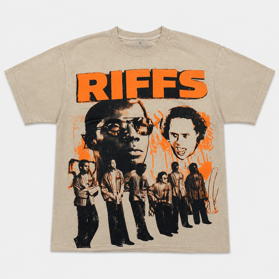 THE RIFFS tee, front and back flashing animation
