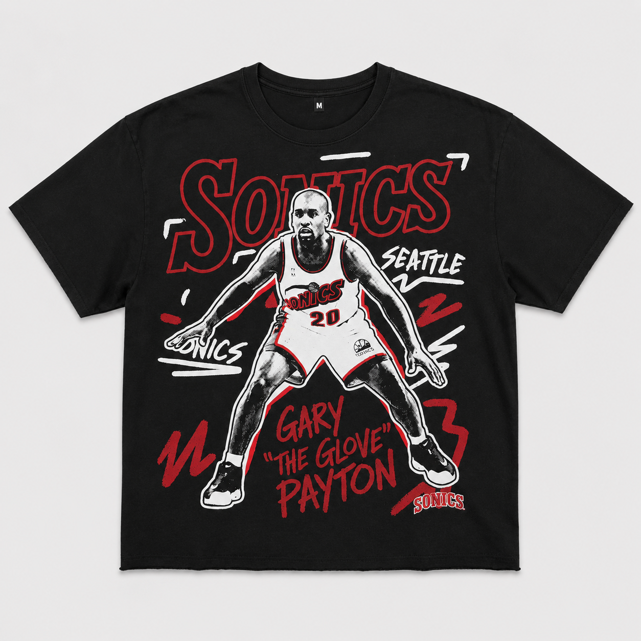 Kiy Studios THE GLOVE T-Shirt — Gary Payton Sonics graphic on black tee